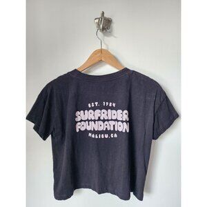 Surfrider Foundation black logo short sleeve crop T-shirt S
